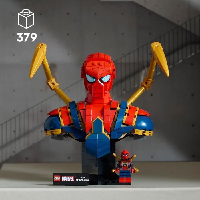 LEGO Marvel 76326 Buste d'Iron Spider-Man - Set de Construction Collector pour Adulte