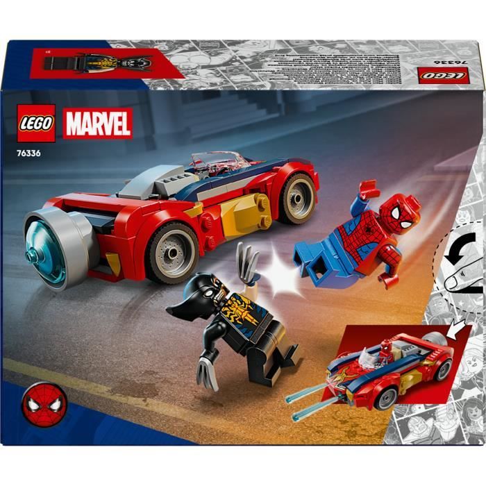 LEGO | Marvel 76336 Spider-Man et sa Voiture contre Wolverine Vénomisé - Jouet des 7 ans