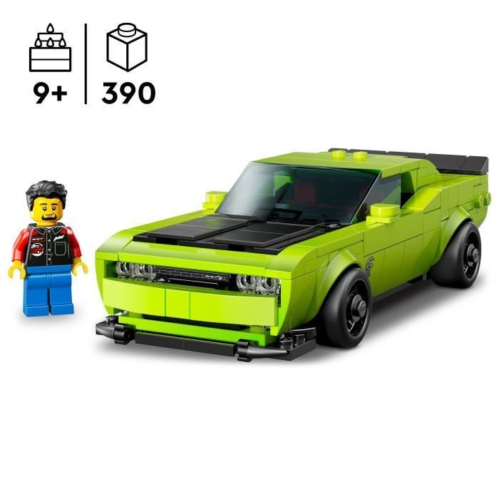 LEGO Speed Champions 77237 Voiture de Sport Dodge Challenger SRT Hellcat - Jouet des 9 ans