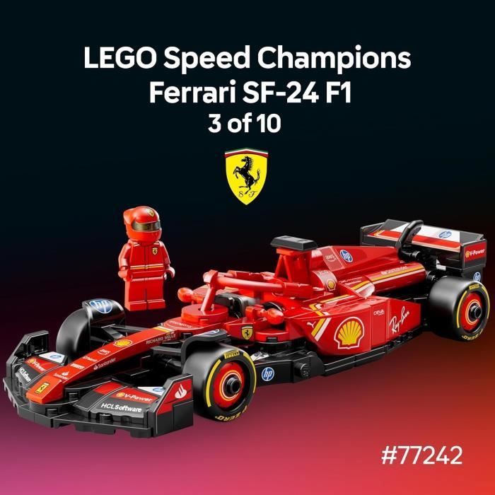 LEGO Lot de 10 écuries Formula 1 Speed Champions - Jeu de construction avec véhicule de course + 1 minifigurine collector