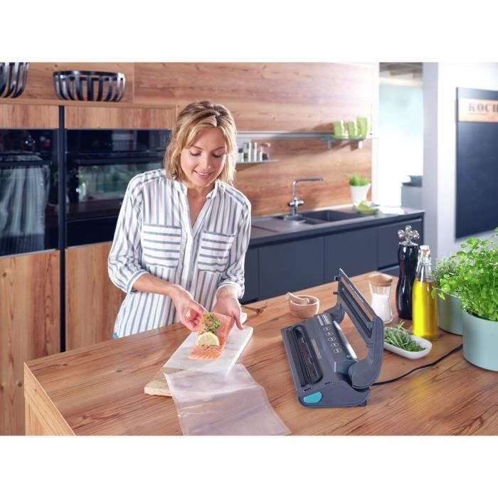 Machine de mise sous vide alimentaire - LEIFHEIT 500 Vacu Power 3236 - 10 sacs inclus - Gris