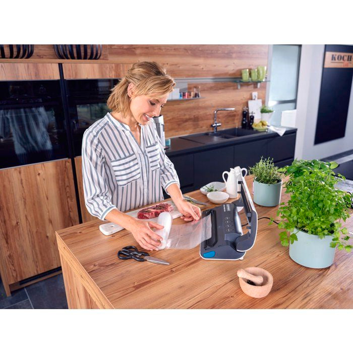 2 rouleaux sous vide 30x600cm Leifheit 3238 - Sac sous vide alimentaire pour la conservation & cuisson avec 56 étiquettes - Sans BPA