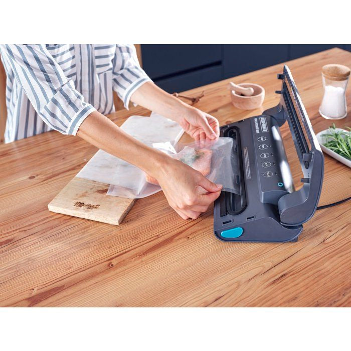 2 rouleaux sous vide 30x600cm Leifheit 3238 - Sac sous vide alimentaire pour la conservation & cuisson avec 56 étiquettes - Sans BPA