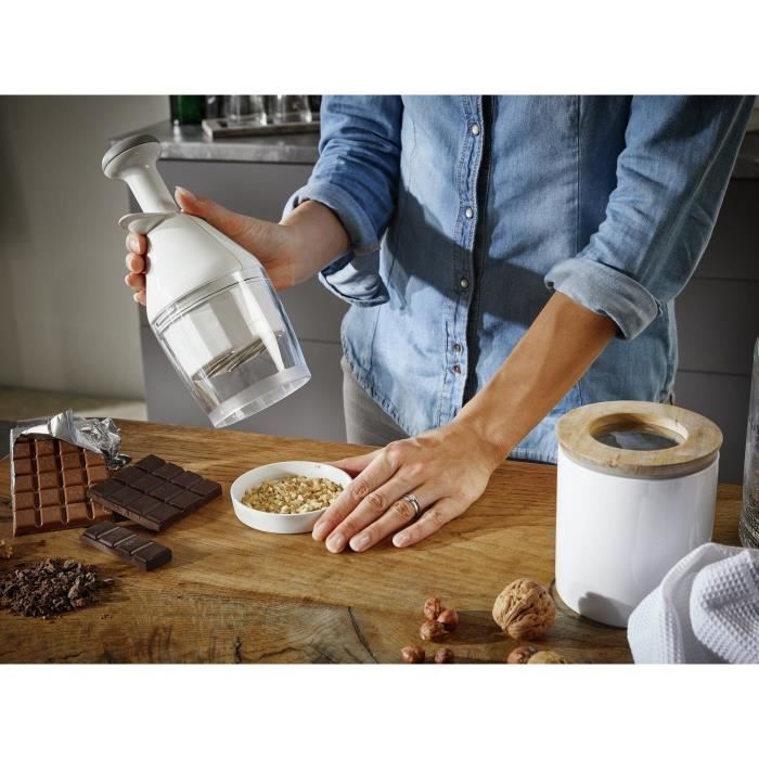 Hachoir a légumes Leifheit Comfort & Clean 23030 - hacheur universel extremement tranchant - coupe légume manuel idéal pour oignons