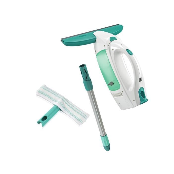 Nettoyeur pour vitre avec manche et mouilleur Leifheit Dry & Clean 51003, set pour un nettoyage sans traces, autonomie 38min
