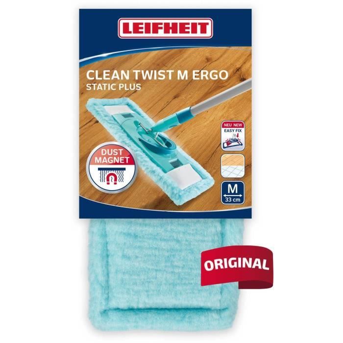 Housse static plus Leifheit 52124, housse de rechange pour balai serpilliere Clean Twist M Ergo / PowerClean, tous sols, 1 piece