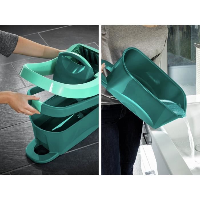 Seau essoreur a roulettes Leifheit Profi XL Mobile 55076, essore-housse mobile de 8 L compatible avec lave-sol serpillere Profi XL