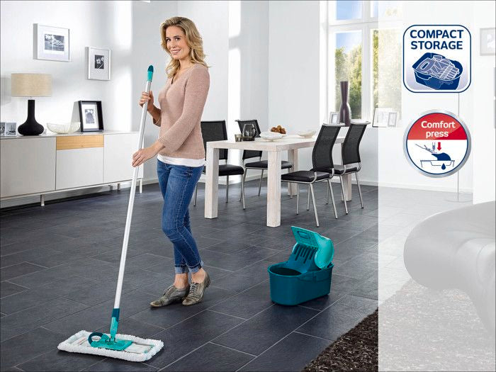Seau essoreur Leifheit Profi Compact 55080, essore-housse de 8 L compatible avec lave-sol serpillere Leifheit Profi XL, turquoise