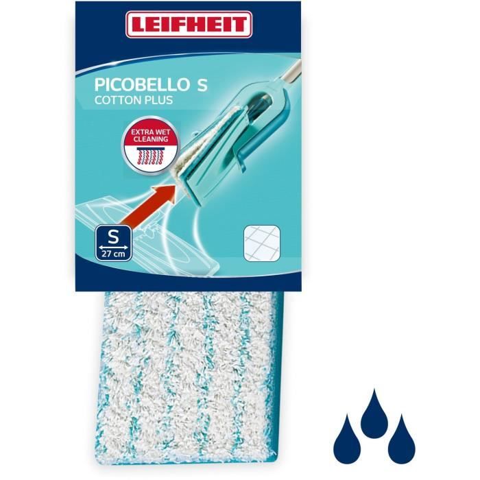 Housse cotton plus Leifheit 56611, housse de rechange pour balai serpilliere Picobello S, sols en pierre et carrelages, 1 piece