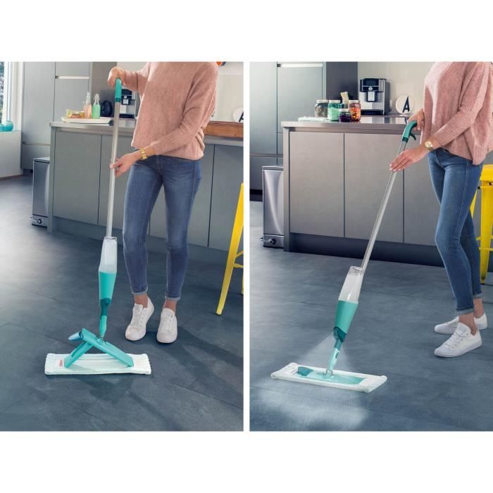 Balai pulvérisateur Leifheit Easy Spray XL 56690, lave sol articulé a 360° avec pulvérisateur intégré au manche, housse micro duo