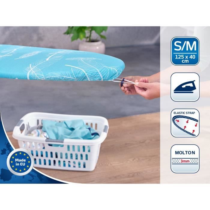 Housse table a repasser Leifheit Thermo Reflect M 71606, réflexion de la chaleur et vapeur, pour planche a repasser max. 125 x 40 cm