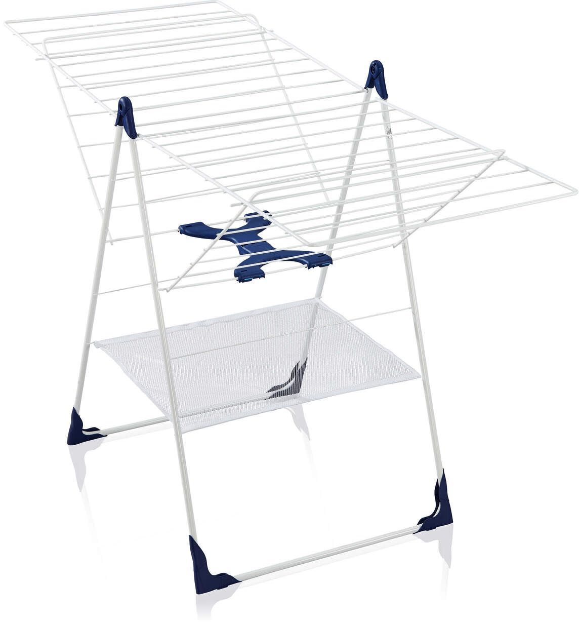 Étendoir a linge Leifheit Classic 250 Flex 81409, séchoir a linge avec 25m d'étendage et ailettes réglables en hauteur, blanc