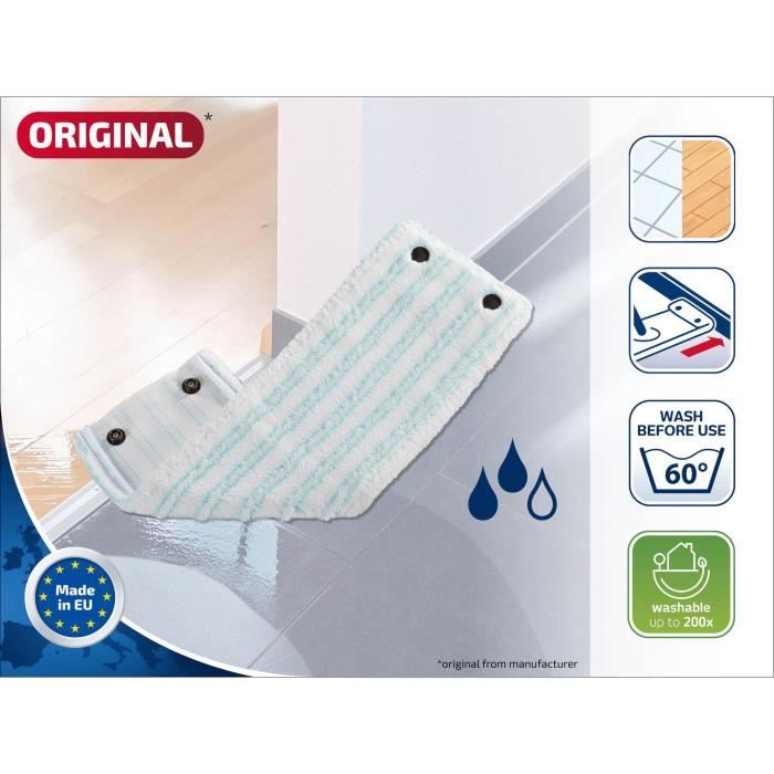 Housse micro duo Leifheit 55320, housse de rechange en microfibres pour balai serpilliere Clean Twist / Combi M, tous sols, 1 piece