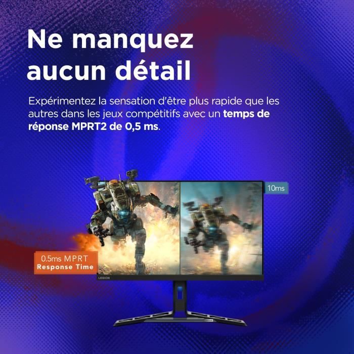 Ecran PC Gamer - LENOVO Legion R27i-30 - 27 IPS FHD 165Hz- 0,5ms - HDMI 2.1 - DP 1.4 - FreeSync Premium - Ergonomique
