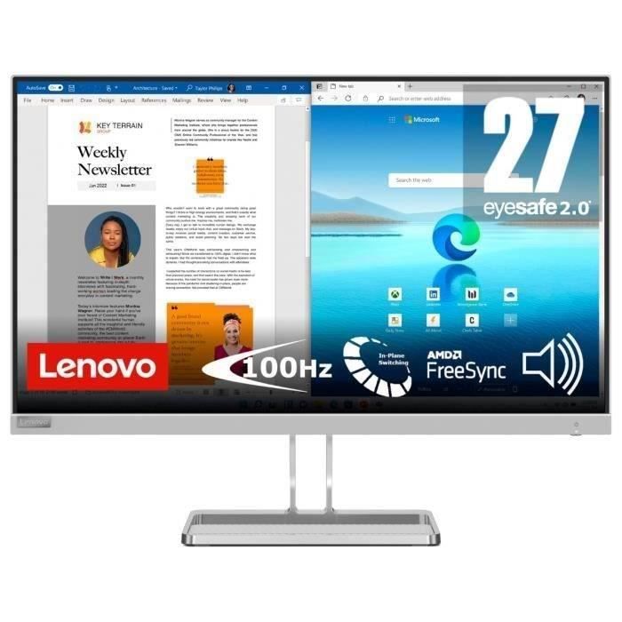 Ecran PC LENOVO L27i-40 | 27 FHD IPS 100Hz - 4ms - HDMI 1.4 - VGA - AMD FreeSync