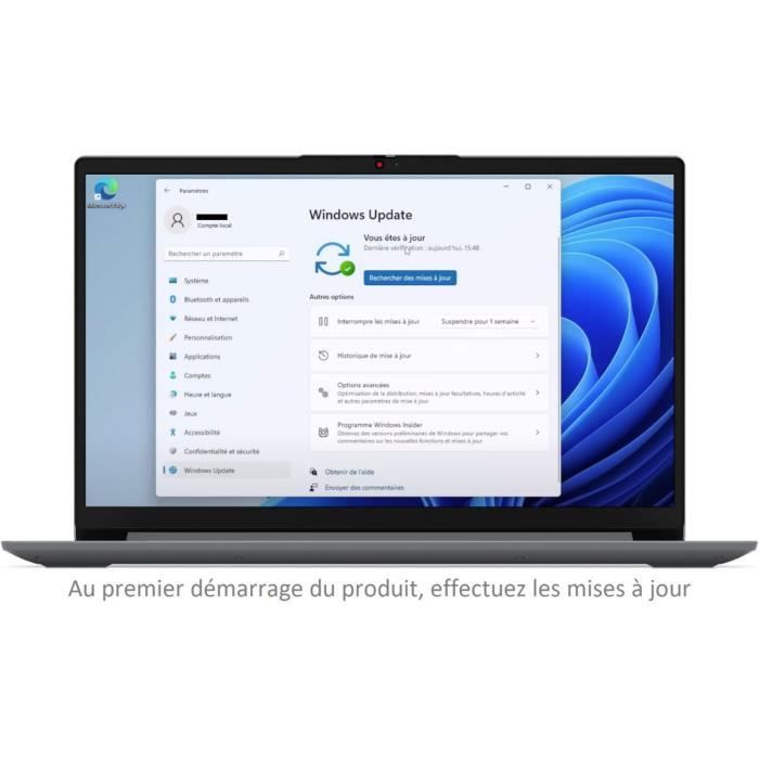 PC Portable LENOVO IdeaPad 1 15IGL7 | Windows 11 - 15,6 FHD - Celeron N4500 - RAM 8 Go - Stockage 256 Go - AZERTY