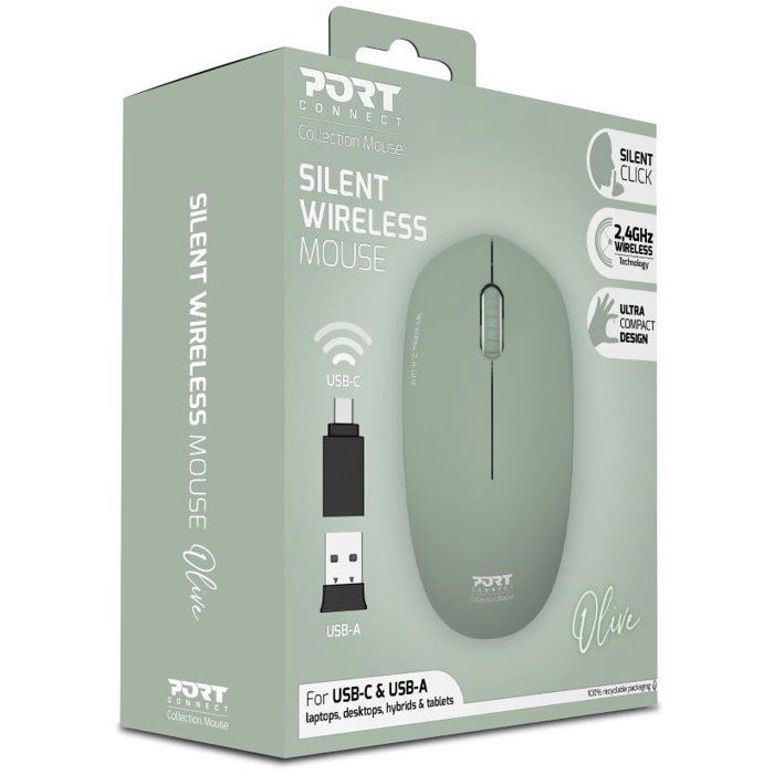 Souris sans fil - PORT Designs - 900543 Collection II - 2.4 GHz - Olive Vert