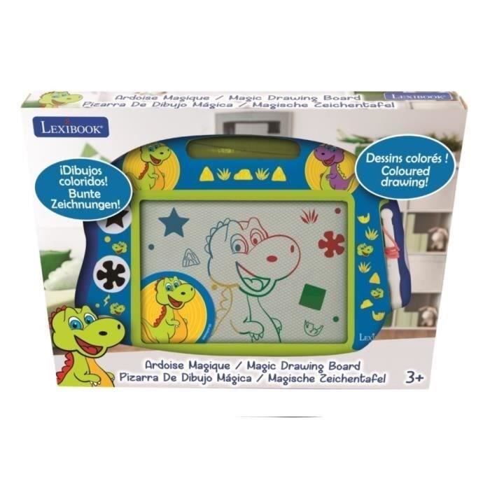 Ardoise Magnétique Enfant - LEXIBOOK - Dinosaure - Multicolore - Effaçable - Avec Tampons Magnétiques