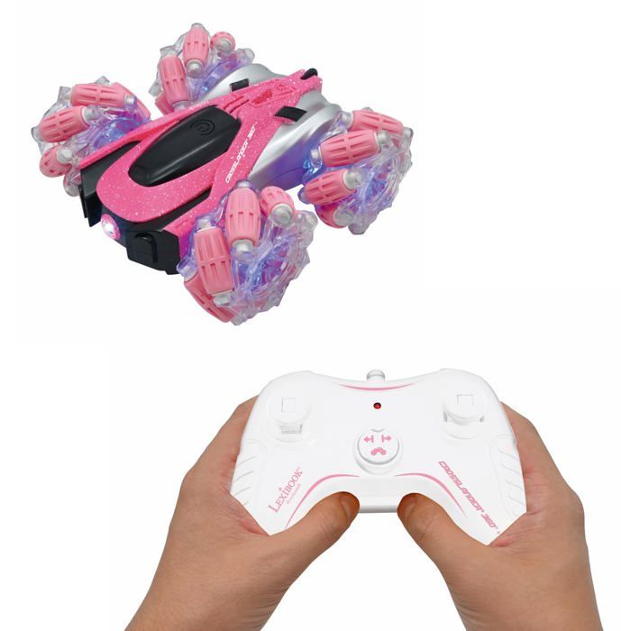 Crosslander 360+ - Voiture rose télécommandée Tout-Terrain lumineuse, programmable et rechargeable.