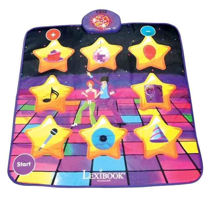 Lexibook - Tapis de danse électronique - Touches Lumineuses - Enceinte intégrée - Violet/Jaune -DM10 - Bluetooth - 6 modes de jeu