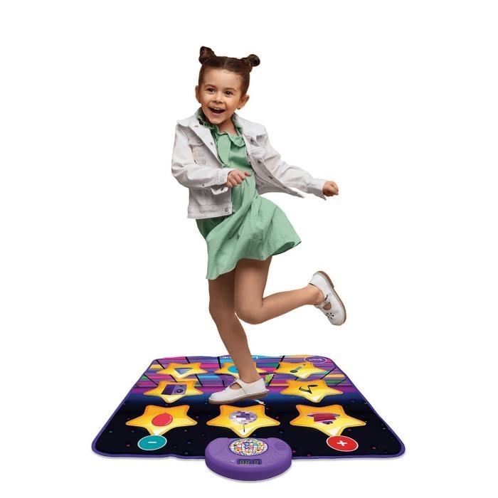 Lexibook - Tapis de danse électronique - Touches Lumineuses - Enceinte intégrée - Violet/Jaune -DM10 - Bluetooth - 6 modes de jeu