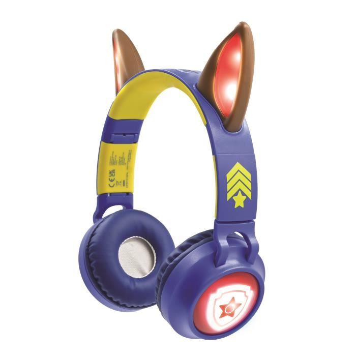 LEXIBOOK - Casque lumineux pliable Bluetooth Chase de La Pat' Patroulle avec limitation du volume