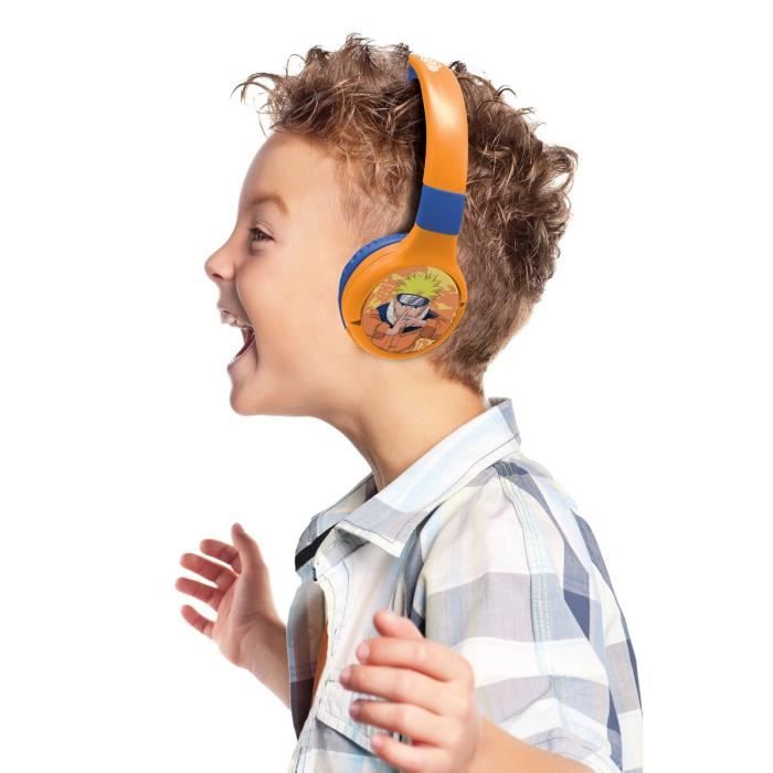 Casque 2 en 1 Bluetooth et Filaie confortable et pliable avec limitation de son Naruto