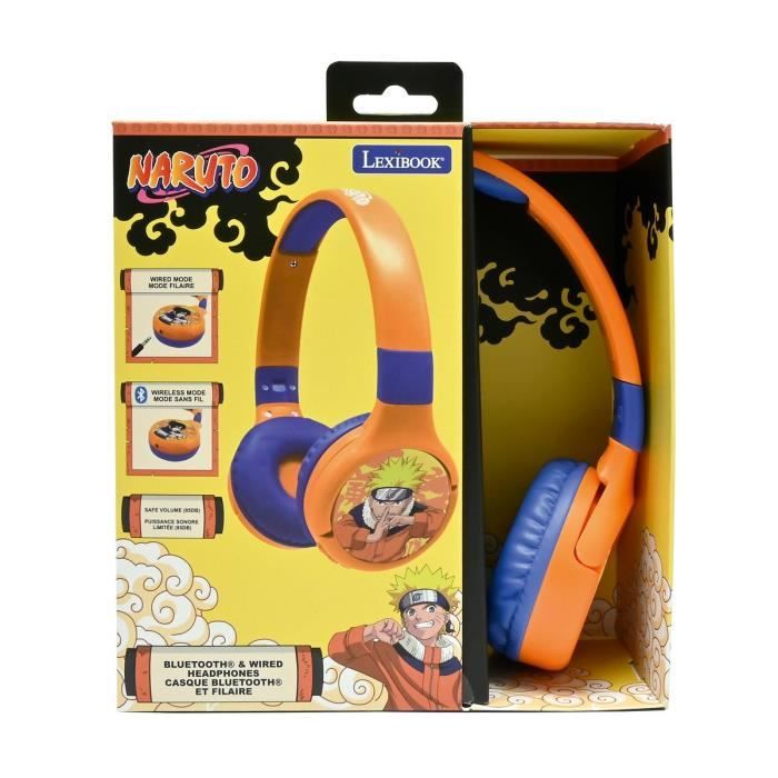 Casque 2 en 1 Bluetooth et Filaie confortable et pliable avec limitation de son Naruto