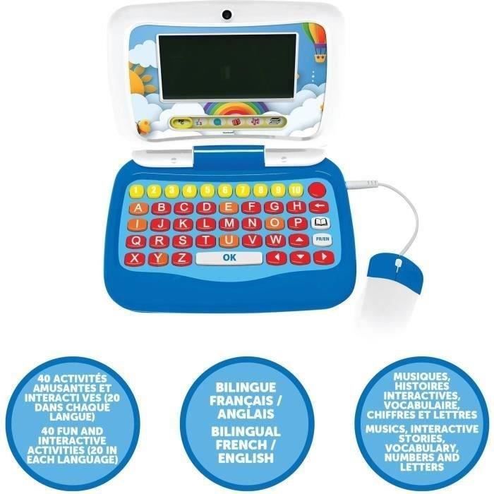Ordinateur portable Èducatif parlant bilingue FR/EN pour un total de 40 activitÈs rÈparties en 6 catÈgories