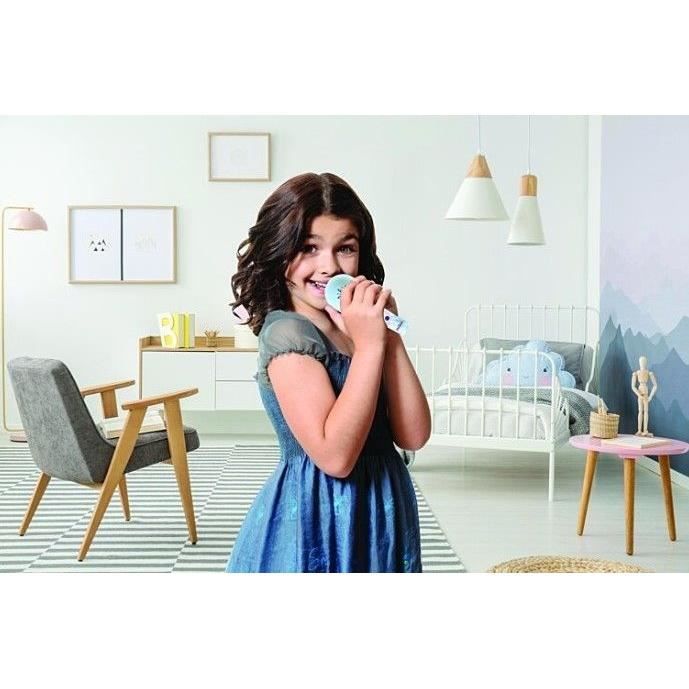 Lexibook - Microphone Karaoke Reine des Neiges - 3 modes et 4 effets sur la voix - Recharge USB-C - Bluetooth Sans fil