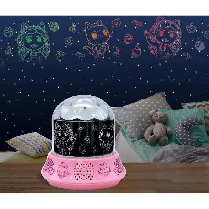 Veilleuse Gabby et la Maison Magique avec enceinte, projections, et mélodies incluses.