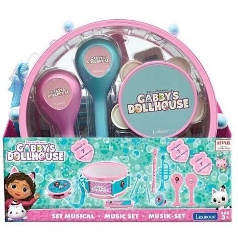 Lexibook - Set Musical Gabby et la Maison Magique - 7 instruments - Rangement dans le tambour