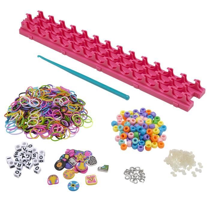 LEXIBOOK CRAZART - Kit de Bracelet élastiques a Tisser Rock 'n' Roll, Rose Violet Bleu Vert Orange Jaune Rouge Noir Blanc