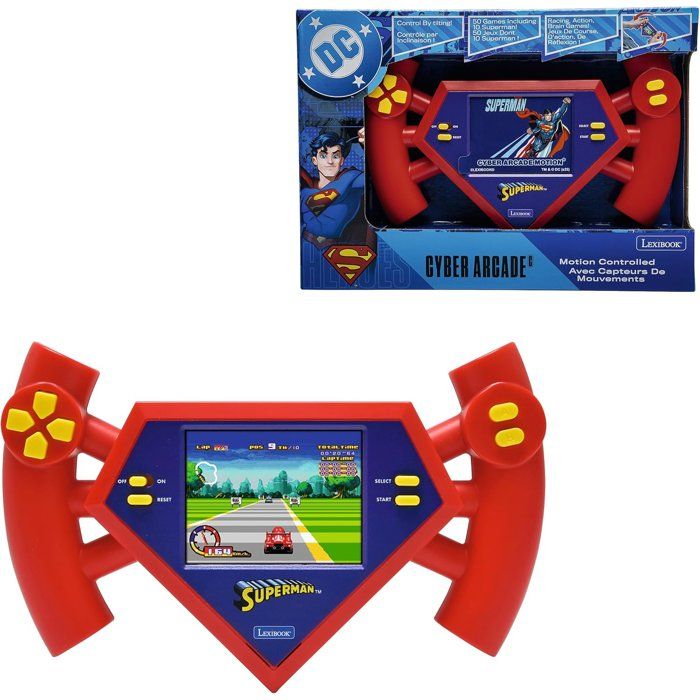 Superman Cyber Arcade Motion Console Portable avec contrôle gestuel, écran LCD couleur 2.8'' et 50 jeux inclus