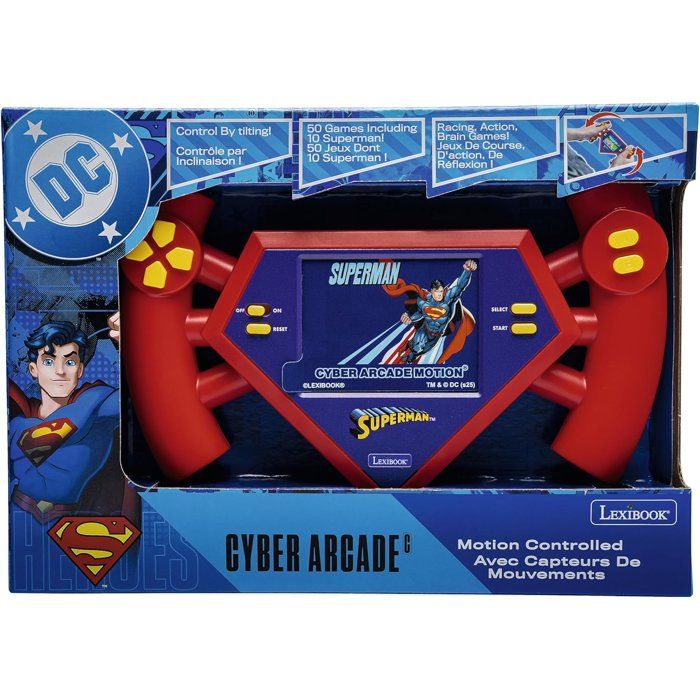 Superman Cyber Arcade Motion Console Portable avec contrôle gestuel, écran LCD couleur 2.8'' et 50 jeux inclus