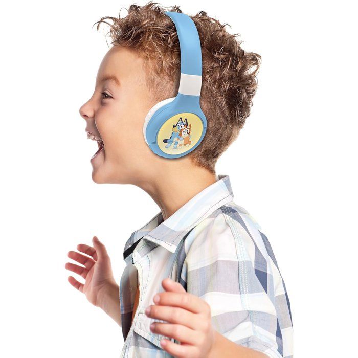 LEXIBOOK - Casque 2 en 1 Bluetooth et Filaire confortable et pliable avec limitation de son, design - Bluey