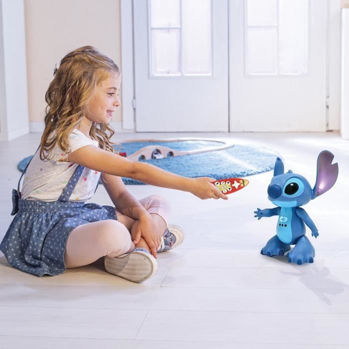 Stitch Robot interactif bilingue français anglais, Contrôle Gestuel et Télécommande, Réagit au Toucher, Programmable, L