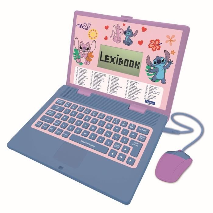 Ordinateur EXCLUSIF éducatif bilingue Stitch et Angel 124 activités (Français-Anglais)