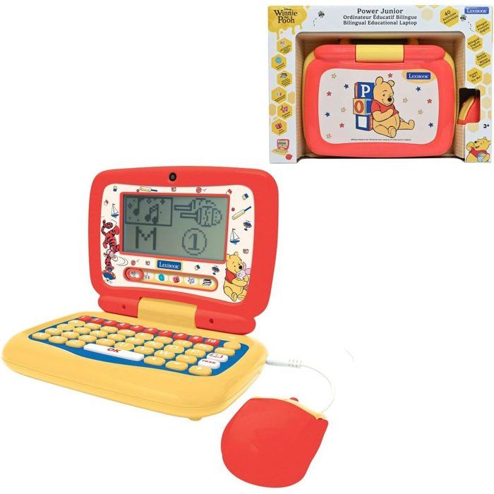 LEXIBOOK - Ordinateur portable éducatif Winnie l'ourson parlant bilingue - 40 activités en français et anglais