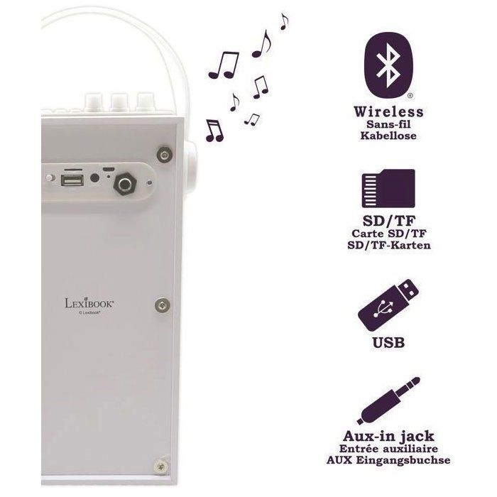 Enceinte Karaoké Enfant - LEXIBOOK - iParty - Bluetooth V5.0 - Effets Lumineux