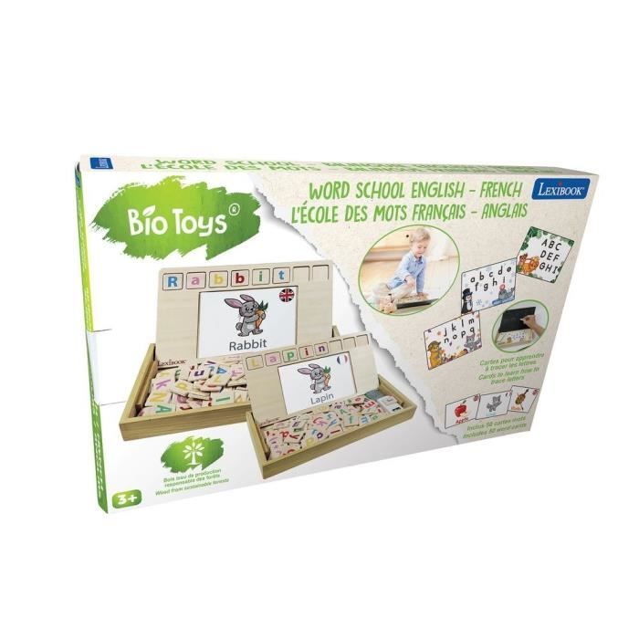 LEXIBOOK - Bio Toys - L’Ecole des mots bilingue Français / Anglais – Jeu en Bois