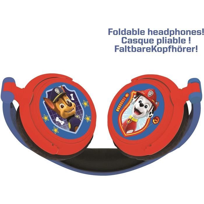 Casque stÈrÈo filaire pliable Pat' Patrouille pour enfants avec limitation de volume d'Ècoute - LEXIBOOK