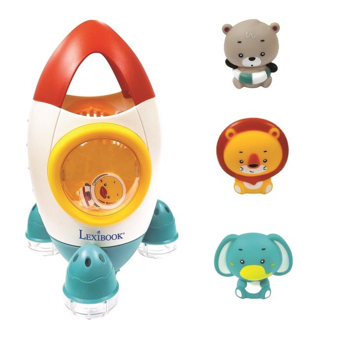 Jeu de bain fusÈe avec 3 animaux souples - LEXIBOOK - pour enfants de 18 mois et plus - jets d'eau tournants