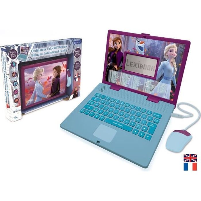 LEXIBOOK - Ordinateur éducatif bilingue La Reine des Neiges - 124 activités (Français/Anglais) - Des 4 ans