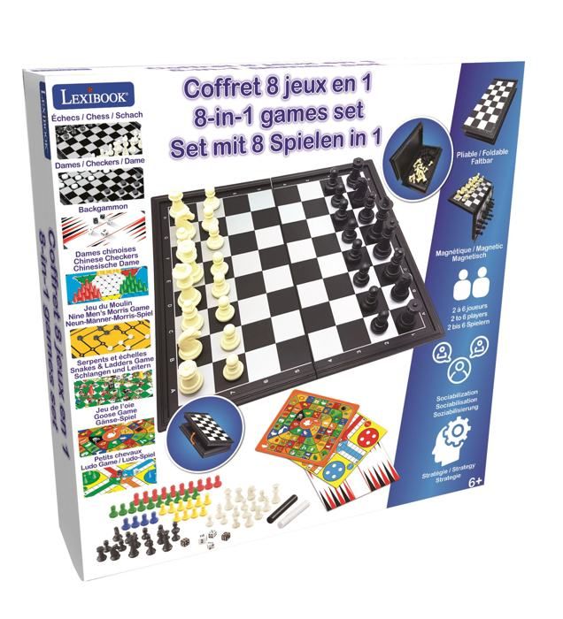Jeux de société magnétiques coffret 8 jeux en 1, De 2 a 6 joueurs