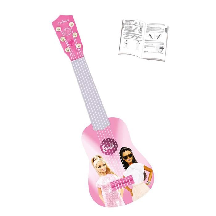 Lexibook, Barbie, Ma premiere Guitare pour Enfant, 6 Cordes en Nylon, 53 cm, Guide Inclus, Des 3 ans