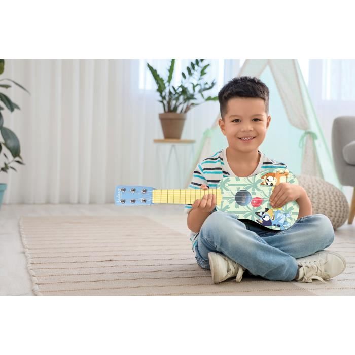 Lexibook, Bluey, Ma premiere Guitare pour Enfant, 6 Cordes en Nylon, 53 cm, Guide Inclus, Des 3 ans