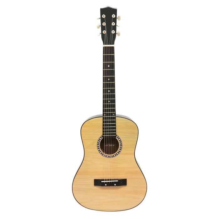 Guitare acoustique en bois, Lexibook, 91 cm, Guide d'apprentissage inclus, 6 cordes en nylon, Housse de transport incluse, Bois/Noir