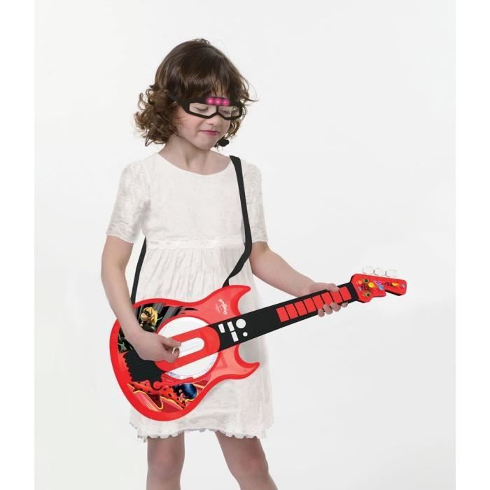 Lexibook - Lady-Bug - Guitare électronique lumineuse - Lunettes avec microphone - Mélodies - 2 modes de jeu - Prise MP3
