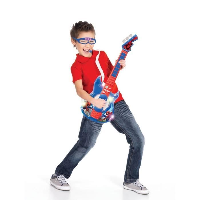 Lexibook - Spider-Man - Guitare électronique lumineuse - Lunettes avec microphone - Mélodies - 2 modes de jeu - Prise MP3